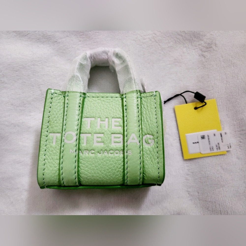 Marc Jacobs The Nano Tote Bag Charm Peppermint Green Authentic NWT - Picture 3 of 8